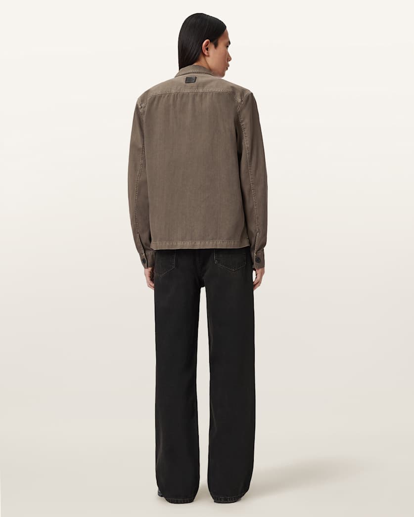 AllSaints Lenny Wide Leg Denim Jeans Overdyed Brown