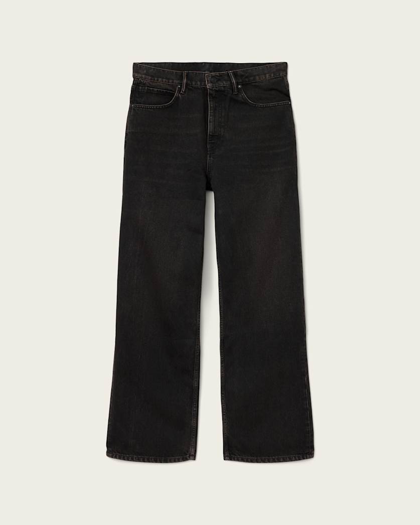 AllSaints Lenny Wide Leg Denim Jeans Overdyed Brown