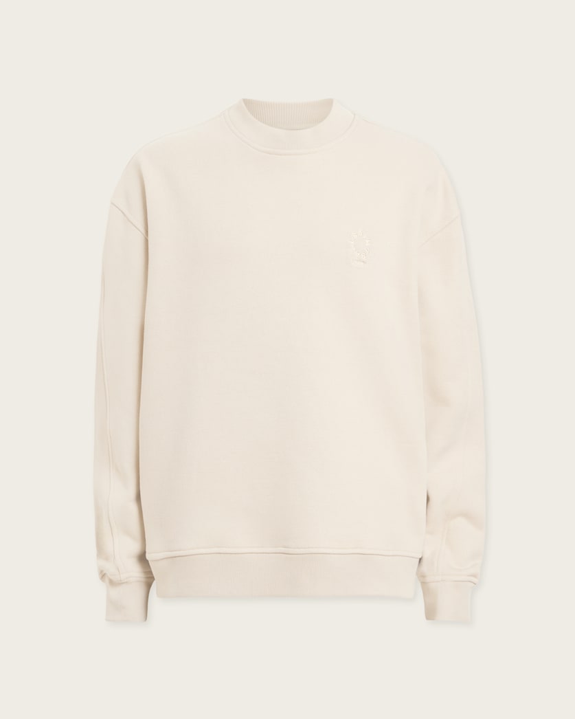 AllSaints Haven Crew Neck Sweatshirt Feather Taupe