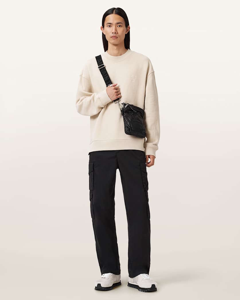 AllSaints Haven Crew Neck Sweatshirt Feather Taupe