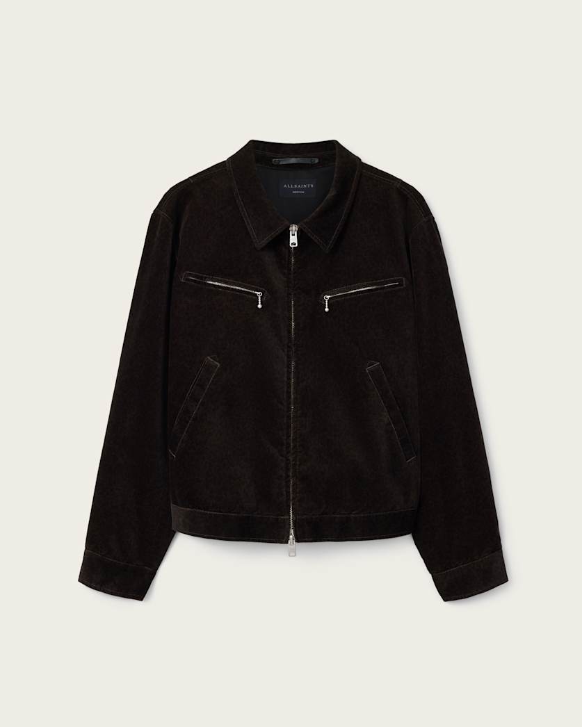 AllSaints Korey Relaxed Fit Cotton Jacket Traverse Brown