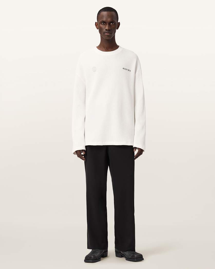 AllSaints Emblem Oversized Long Sleeve T Shirt Cottage White