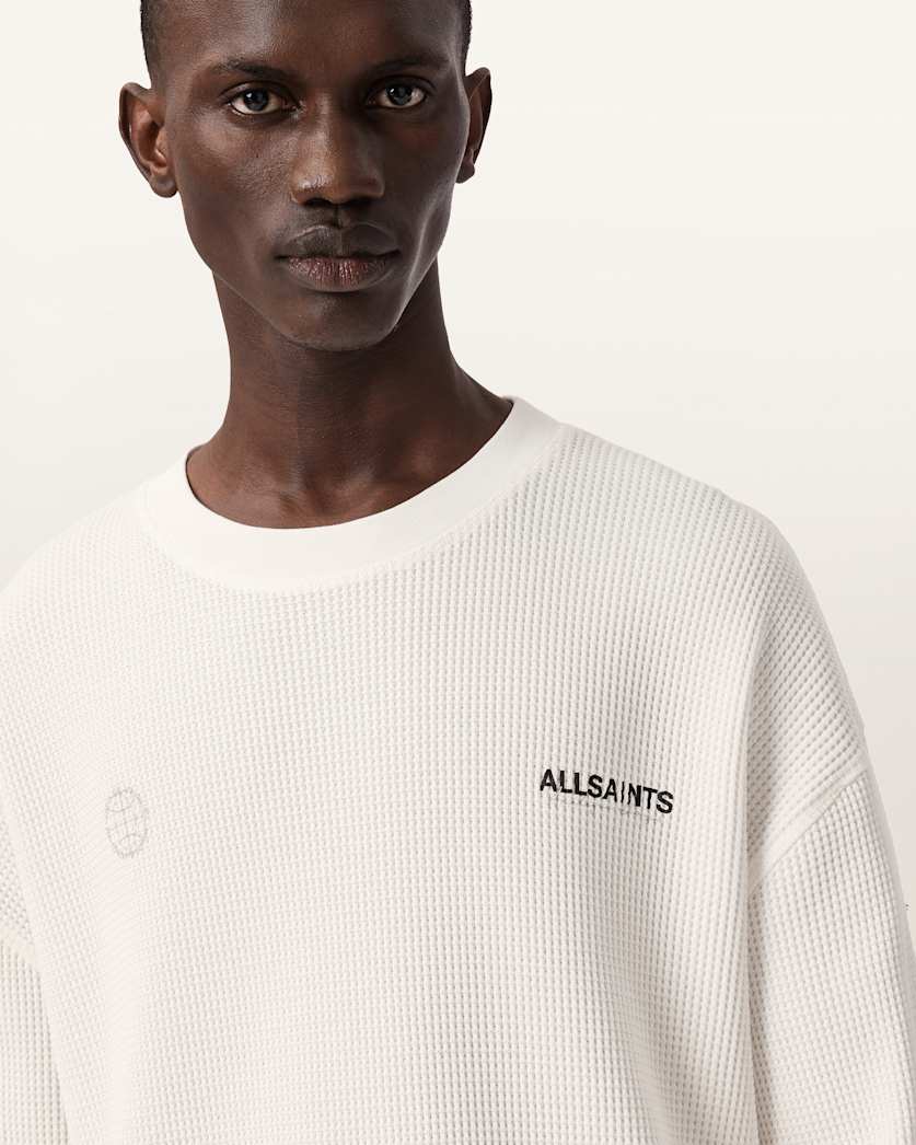 AllSaints Emblem Oversized Long Sleeve T Shirt Cottage White