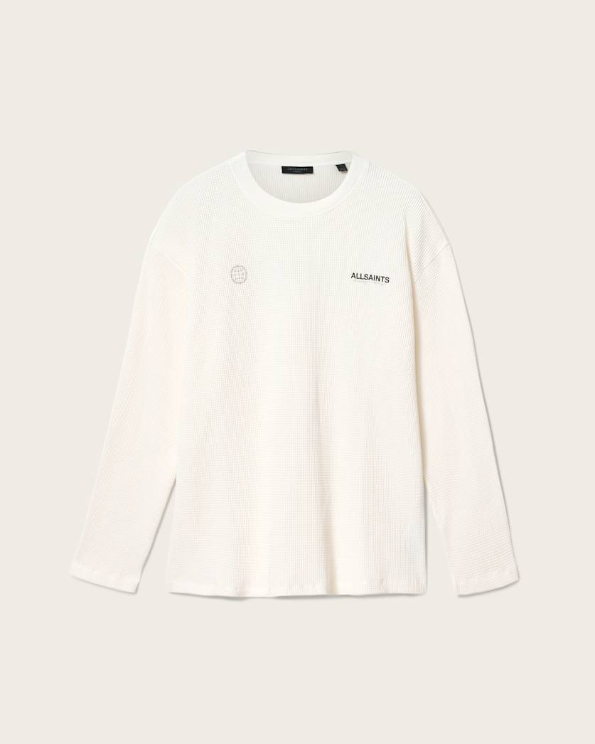 AllSaints Emblem Oversized Long Sleeve T Shirt Cottage White