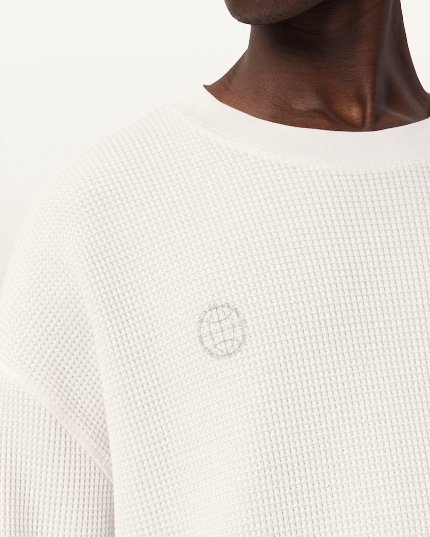 AllSaints Emblem Oversized Long Sleeve T Shirt Cottage White