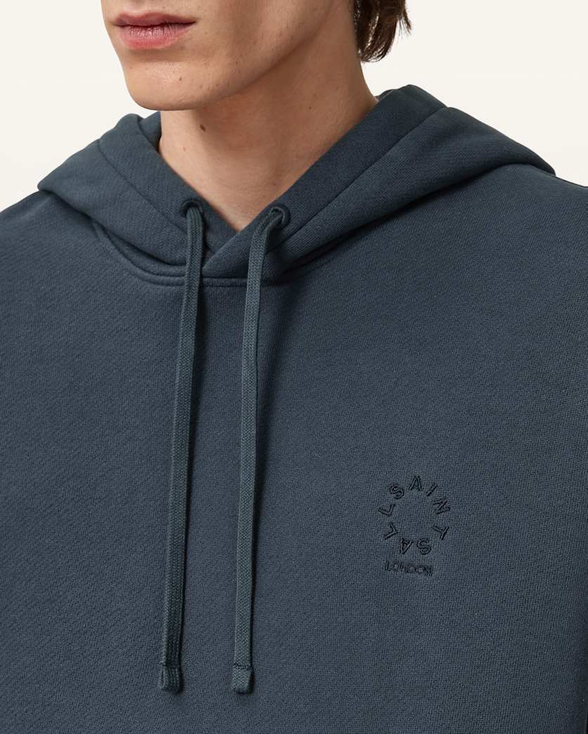 AllSaints Haven Boxy Hoodie Moonstone Blue