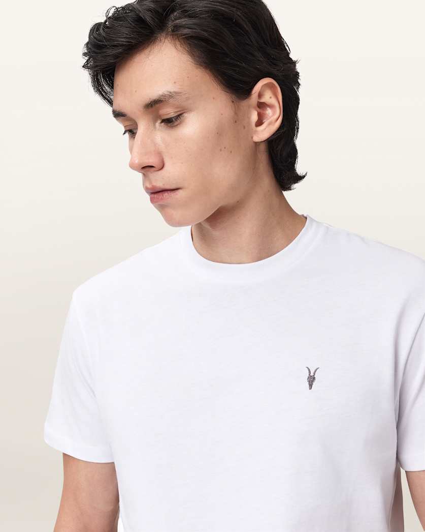 AllSaints Dexter Short Sleeve Ramskull T Shirt Optic White