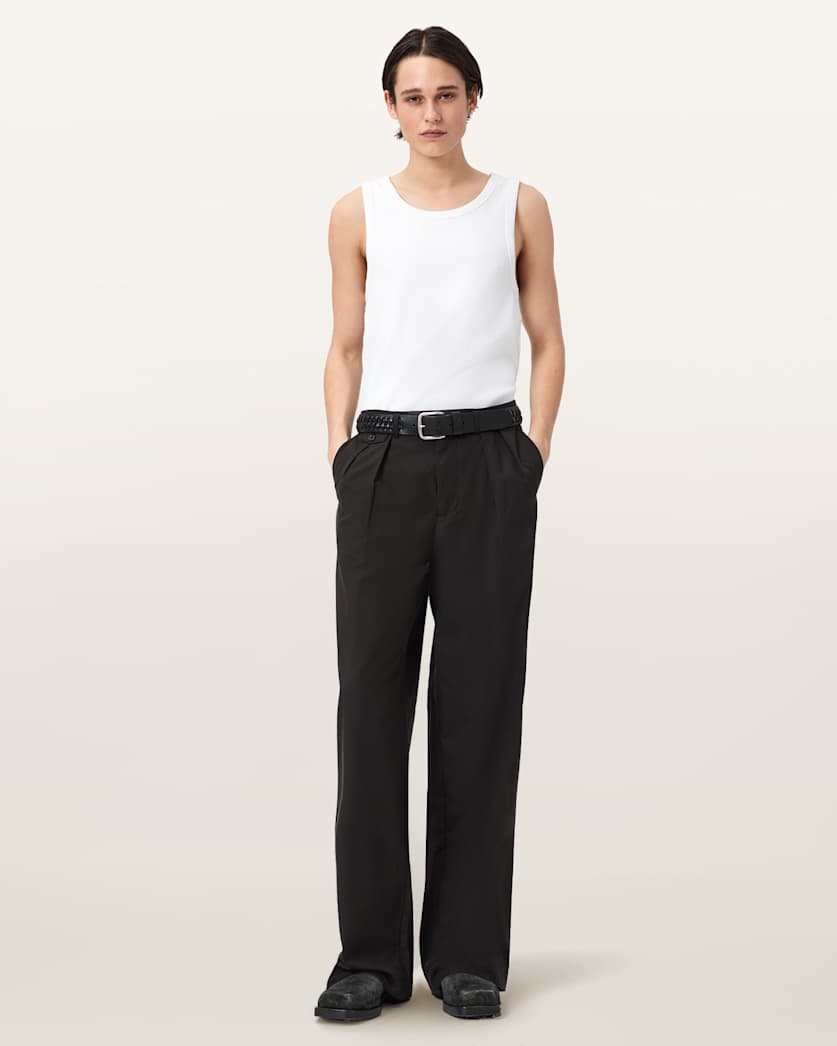 AllSaints Axel Ribbed Cotton Vest Optic White