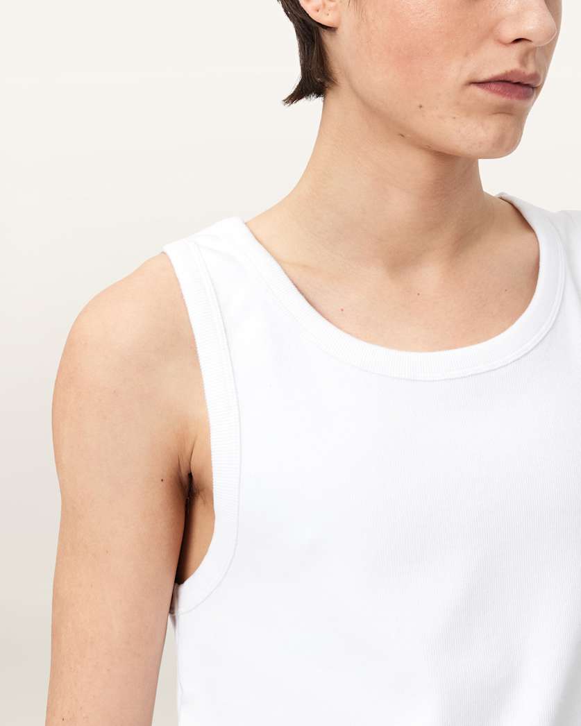 AllSaints Axel Ribbed Cotton Vest Optic White
