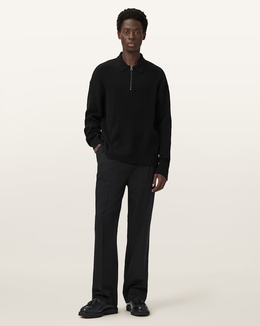 AllSaints Jakob Long Sleeve Polo Black
