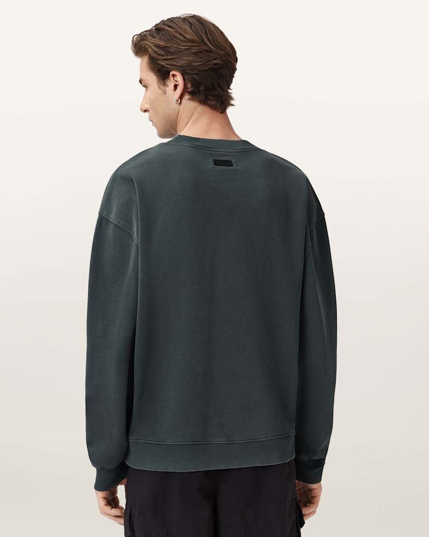AllSaints Milo Boxy Cotton Sweatshirt Sunil Blue