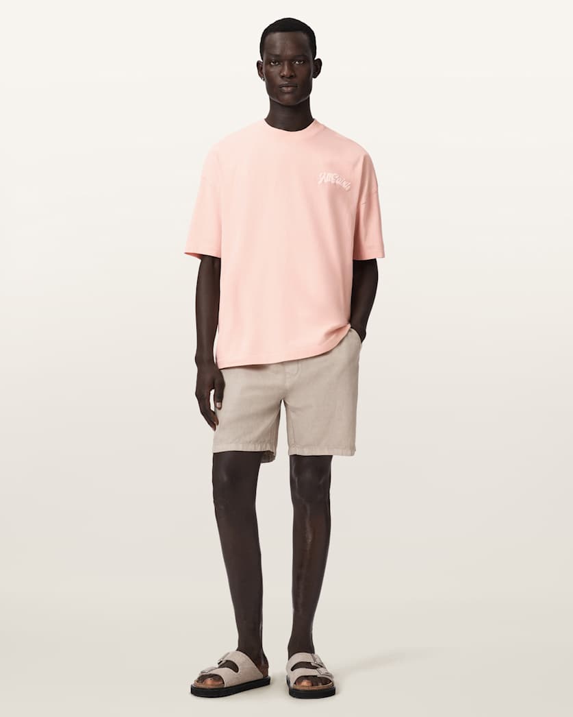 AllSaints Odyssey Oversized Short Sleeve Crew T Shirt Blushed Pink