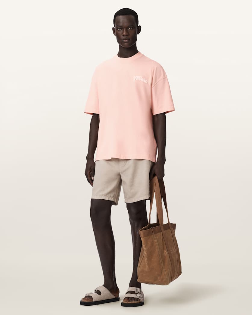 AllSaints Odyssey Oversized Short Sleeve Crew T Shirt Blushed Pink