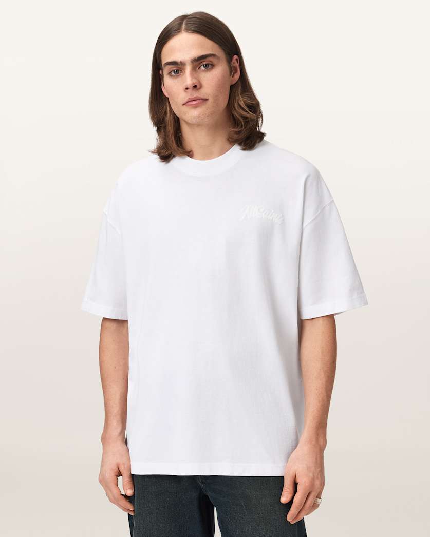 AllSaints Odyssey Oversized Short Sleeve Crew T Shirt Blushed Pink
