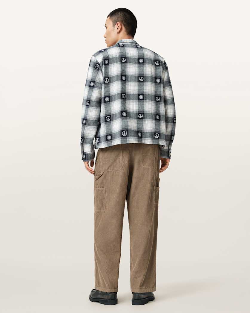AllSaints Dustan Corduroy Workwear Trousers Gull Brown