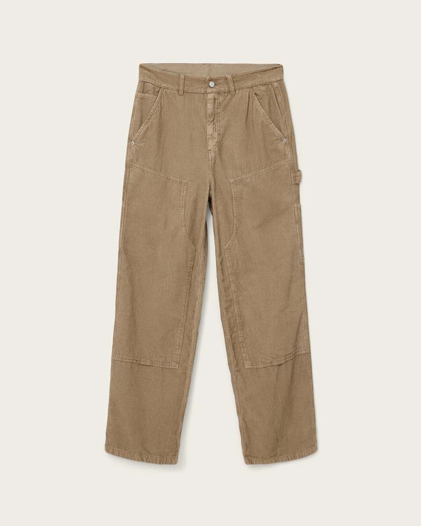 AllSaints Dustan Corduroy Workwear Trousers Gull Brown