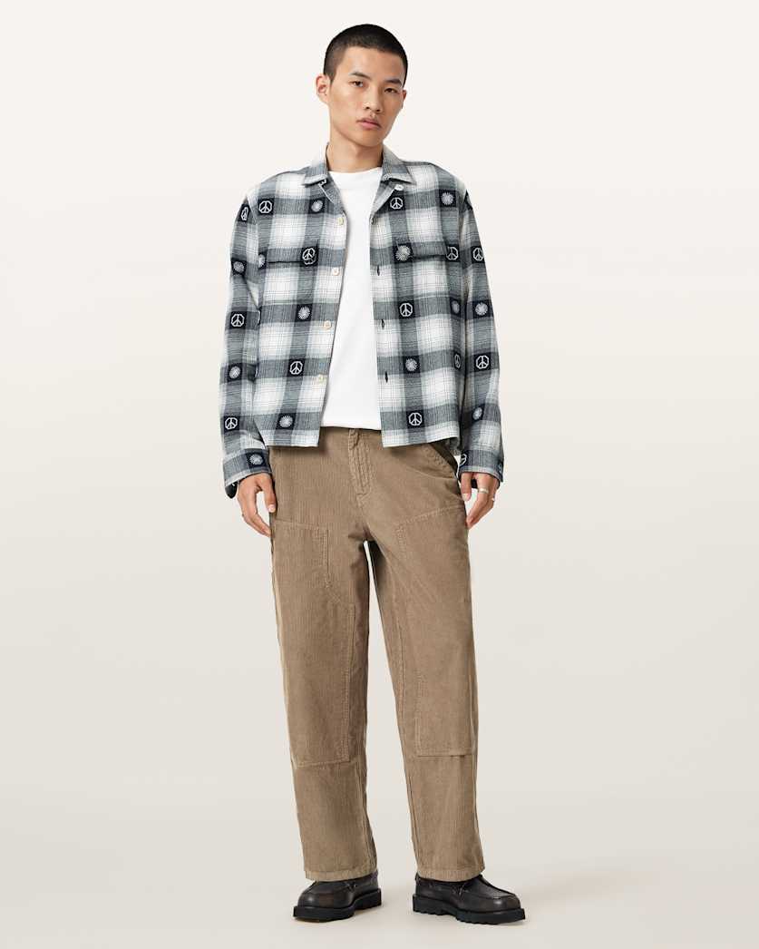 AllSaints Dustan Corduroy Workwear Trousers Gull Brown