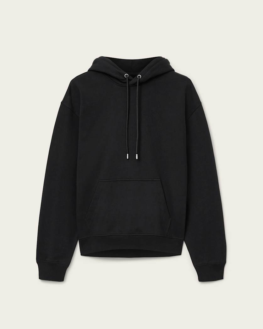 AllSaints Milo Oversized Cotton Hoodie Jet Black