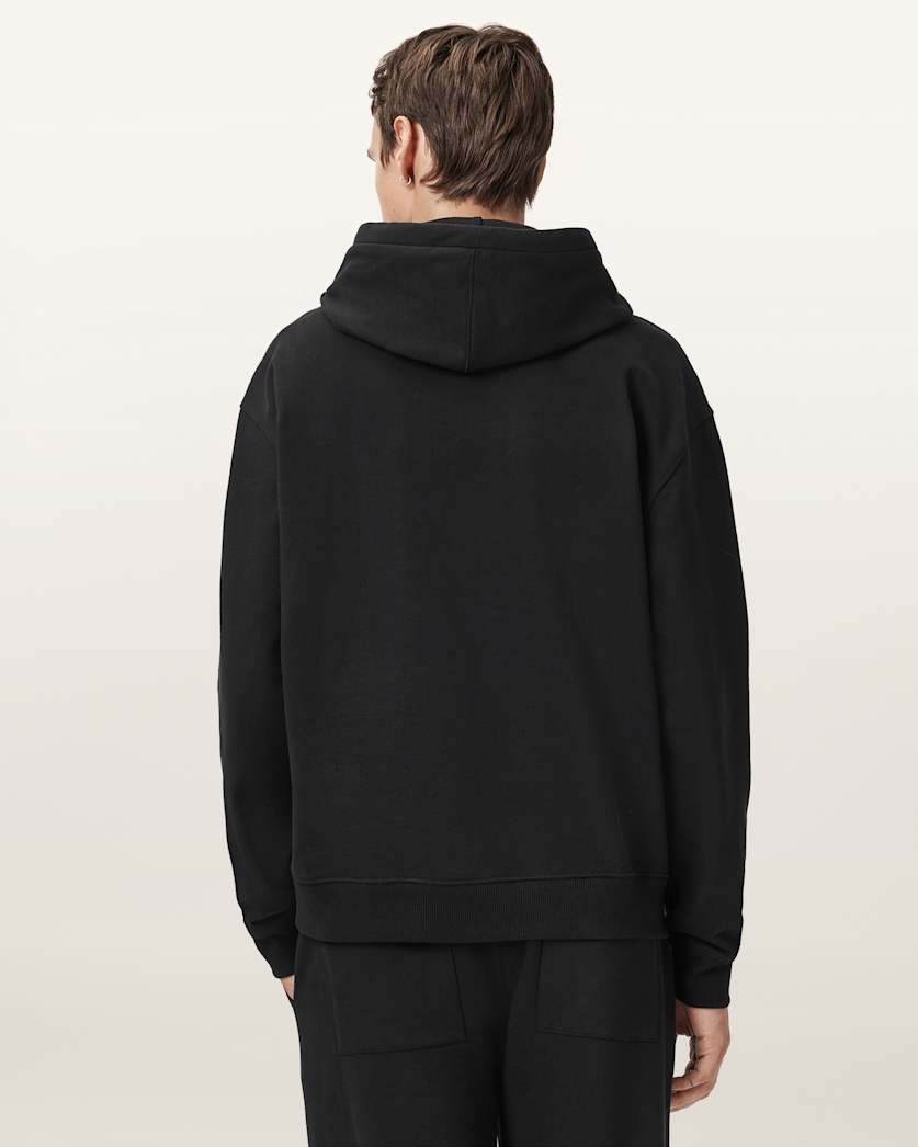 AllSaints Milo Oversized Cotton Hoodie Jet Black