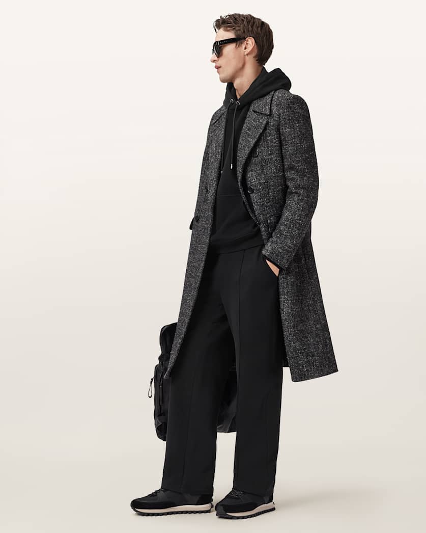 AllSaints Milo Oversized Cotton Hoodie Jet Black