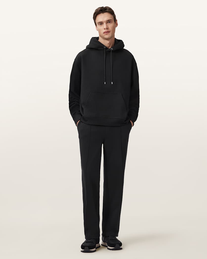 AllSaints Milo Oversized Cotton Hoodie Jet Black