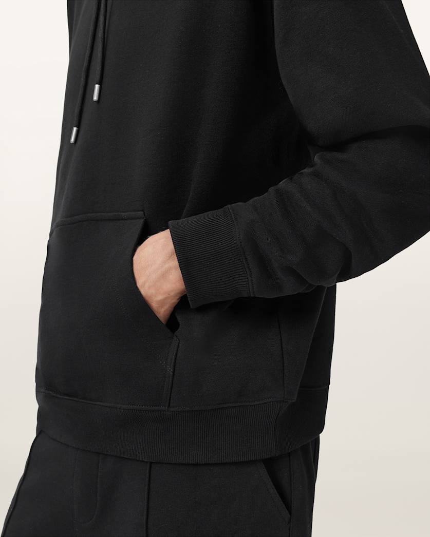 AllSaints Milo Oversized Cotton Hoodie Jet Black