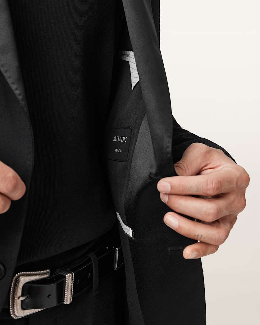 AllSaints Germain Satin Single Breasted Blazer Black