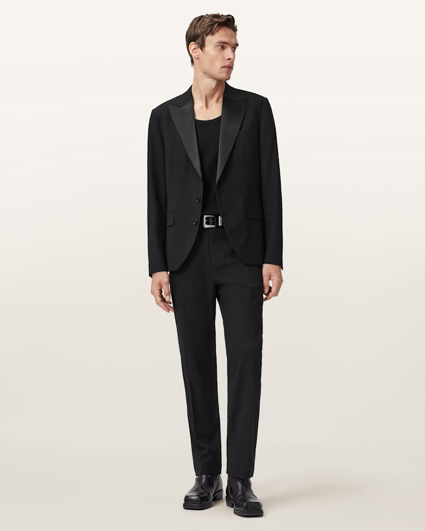 AllSaints Germain Satin Single Breasted Blazer Black
