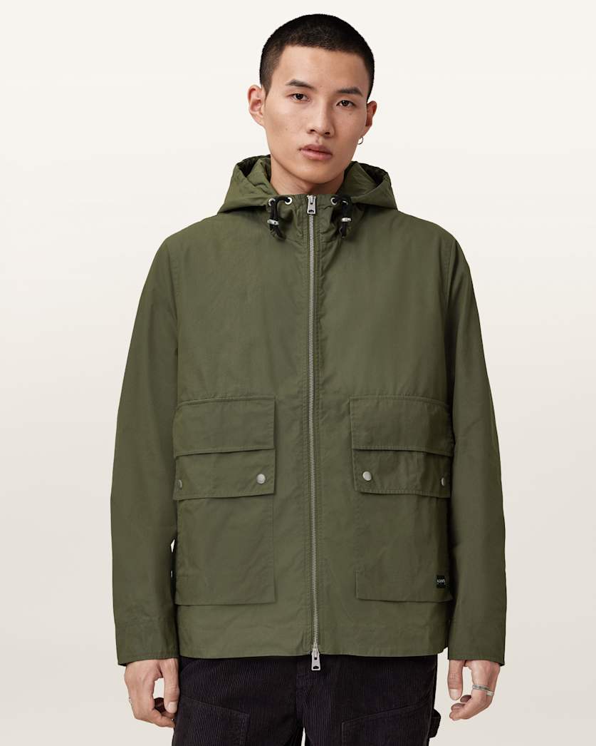 AllSaints Morton Hooded Jacket Khaki Green