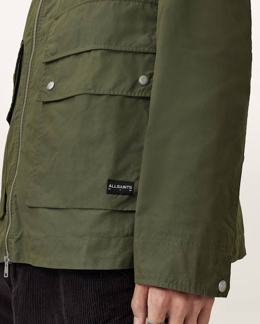 AllSaints Morton Hooded Jacket Khaki Green