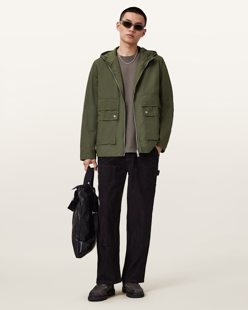 AllSaints Morton Hooded Jacket Khaki Green