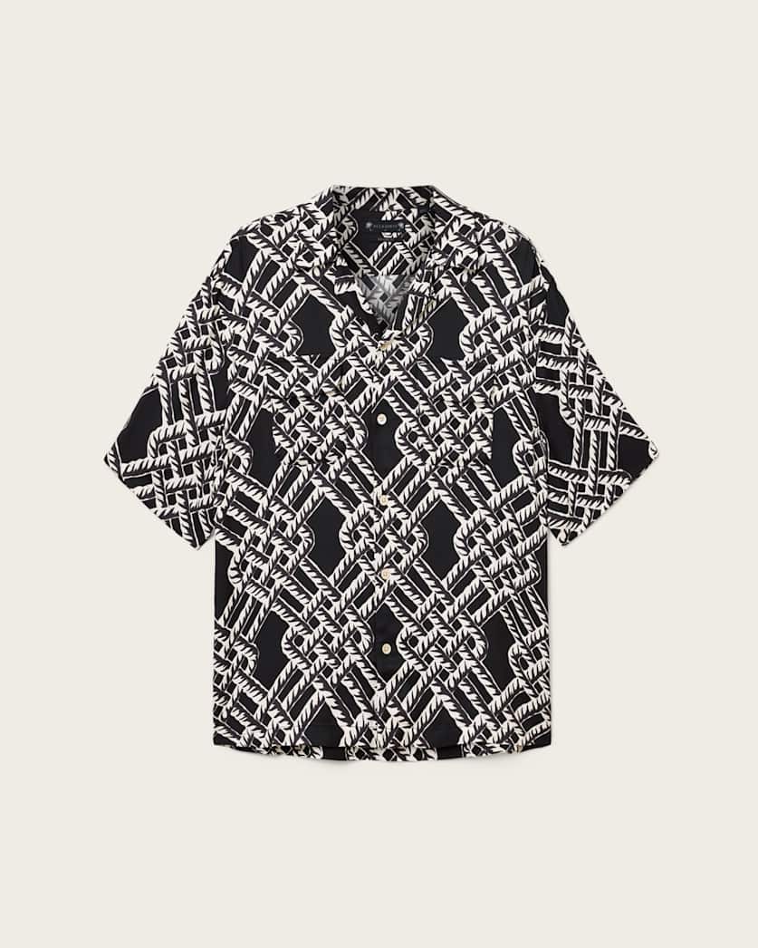 AllSaints Twined Short Sleeve Shirt Jet Black