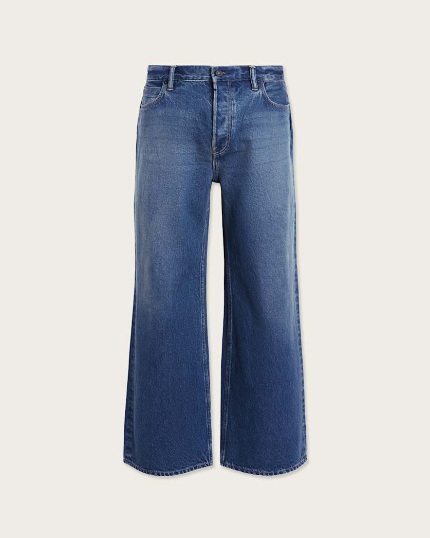 AllSaints Lenny Loose Fit Wide Leg Denim Jeans Vintage Indigo