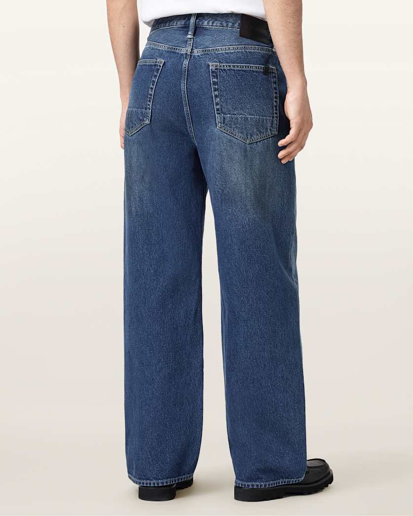 AllSaints Lenny Loose Fit Wide Leg Denim Jeans Vintage Indigo