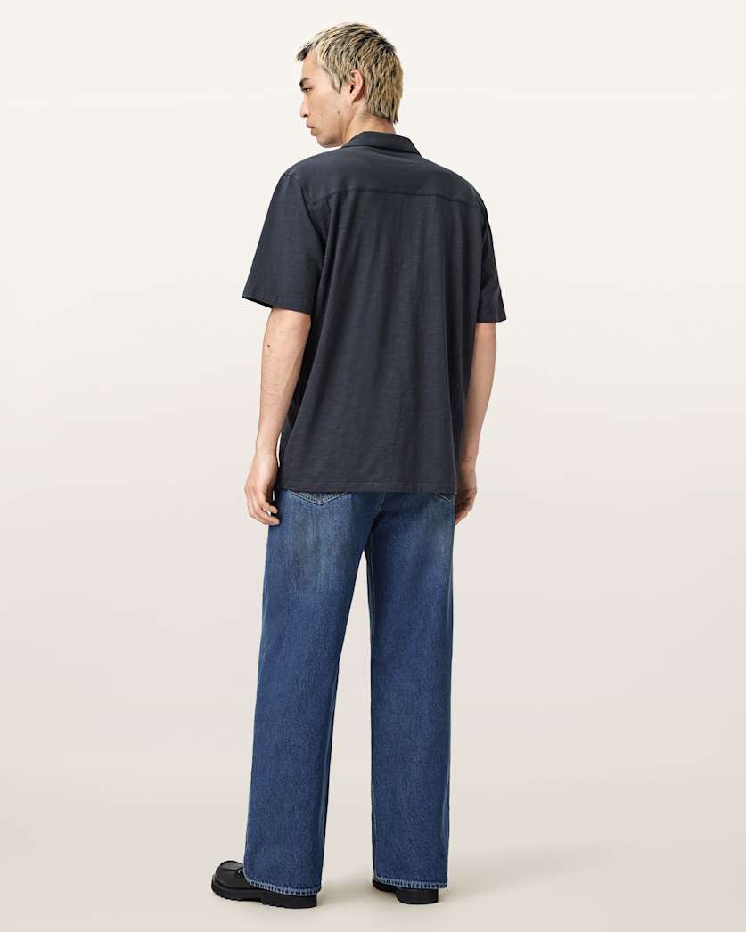 AllSaints Lenny Loose Fit Wide Leg Denim Jeans Vintage Indigo