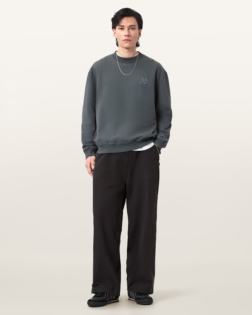 AllSaints Icon Boxy Crew Neck Sweatshirt Dark Steel Blue