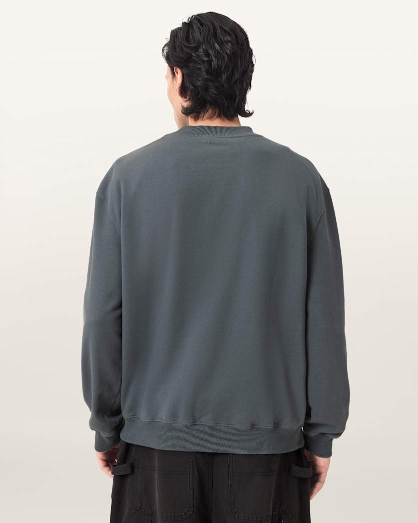 AllSaints Icon Boxy Crew Neck Sweatshirt Dark Steel Blue