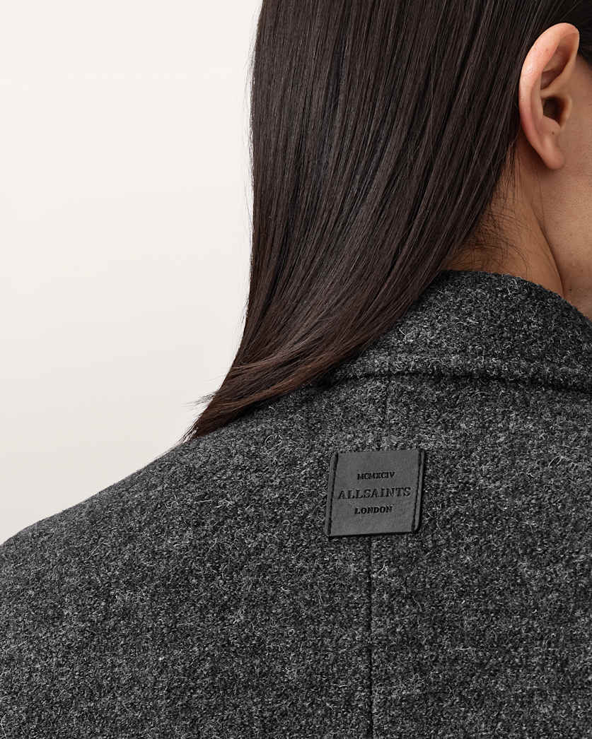 AllSaints Celeste Cropped Wool Jacket Charcoal Grey