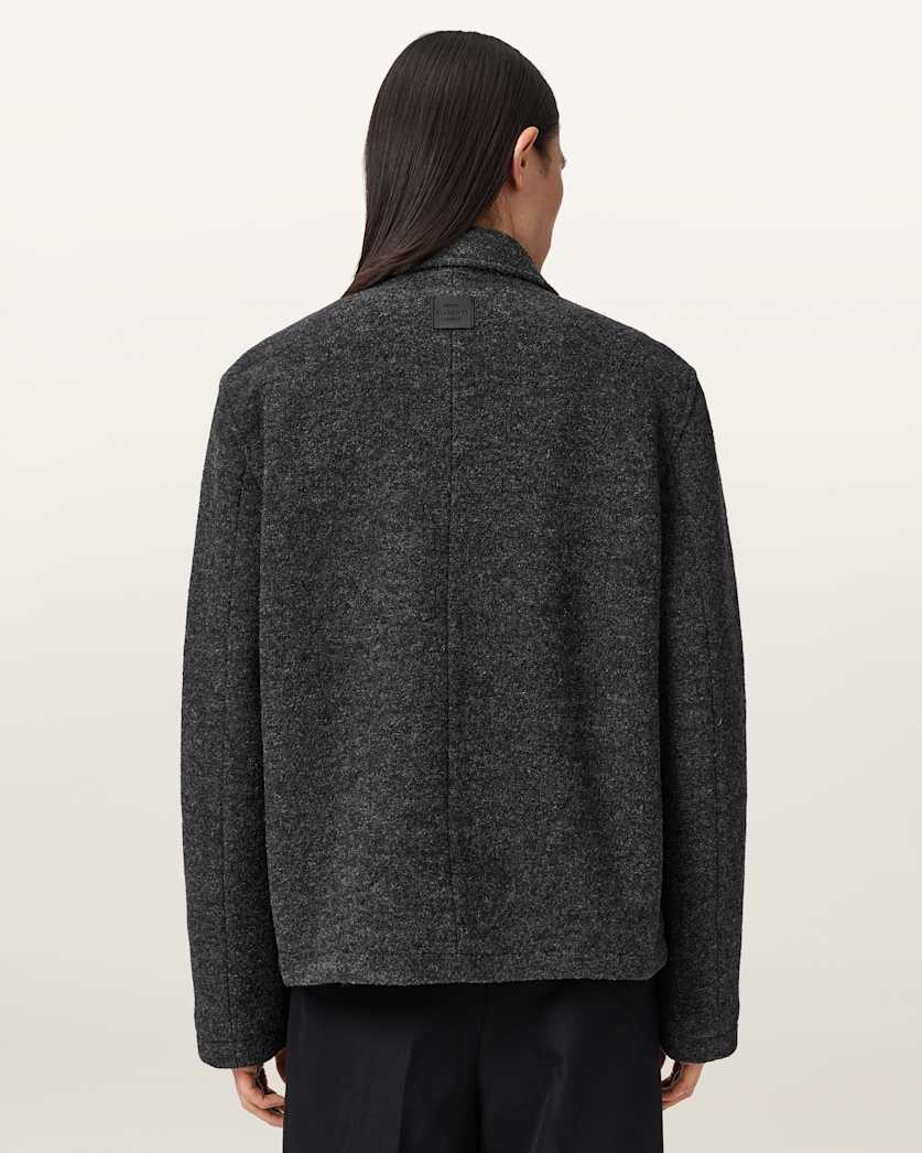 AllSaints Celeste Cropped Wool Jacket Charcoal Grey