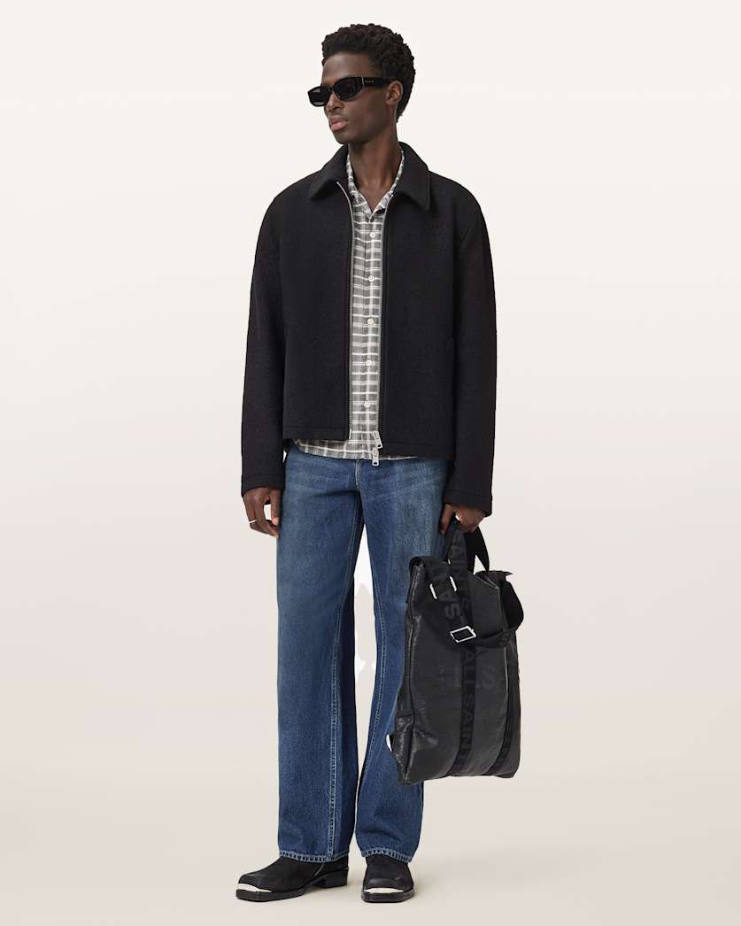 AllSaints Celeste Cropped Wool Jacket Charcoal Grey