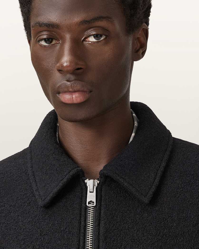 AllSaints Celeste Cropped Wool Jacket Charcoal Grey