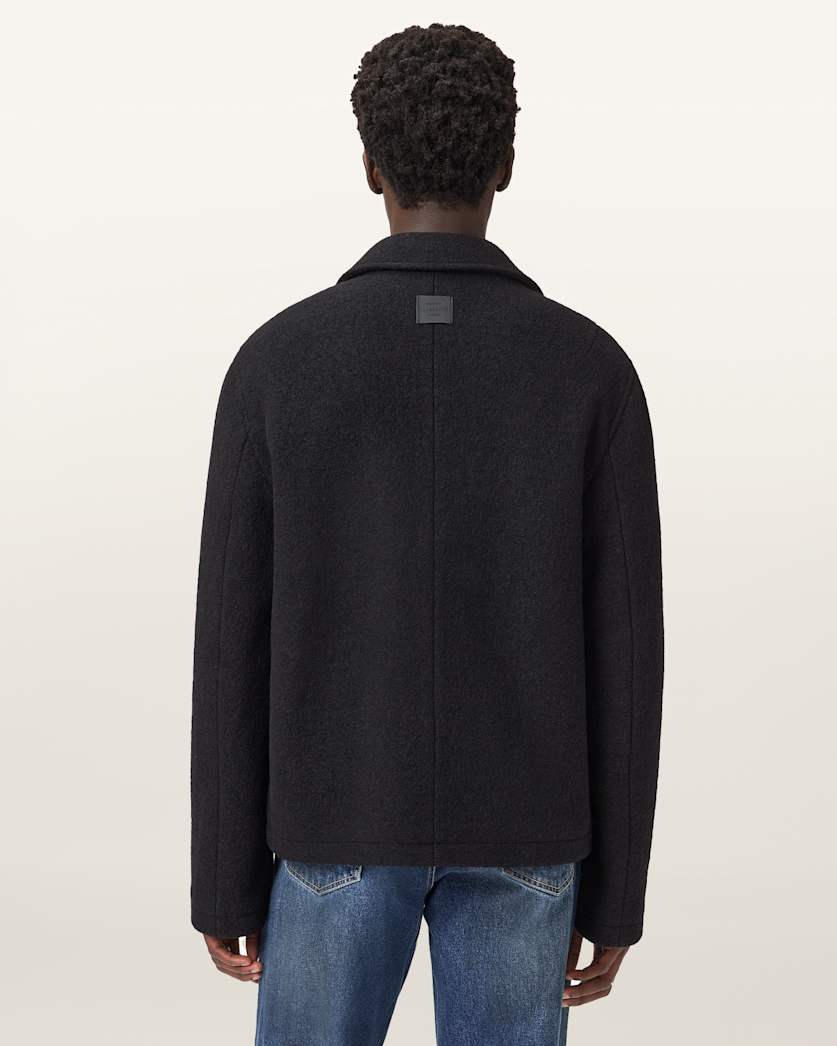 AllSaints Celeste Cropped Wool Jacket Charcoal Grey