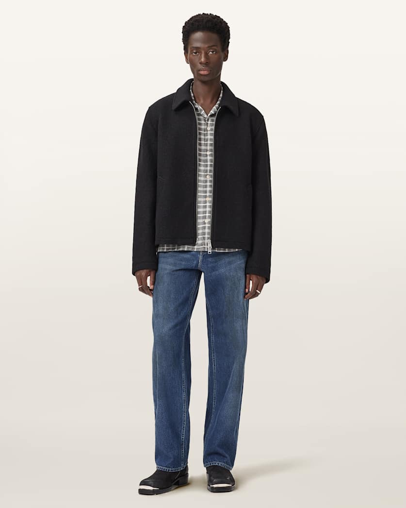 AllSaints Celeste Cropped Wool Jacket Charcoal Grey