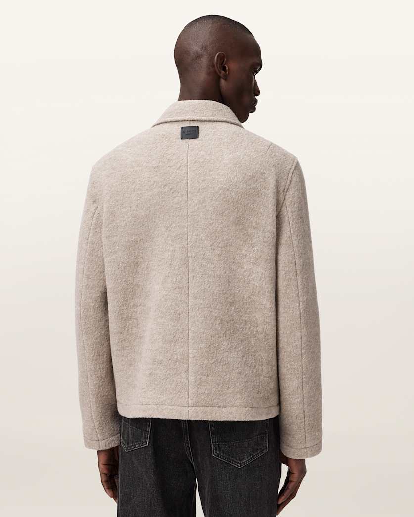 AllSaints Celeste Cropped Wool Jacket Charcoal Grey
