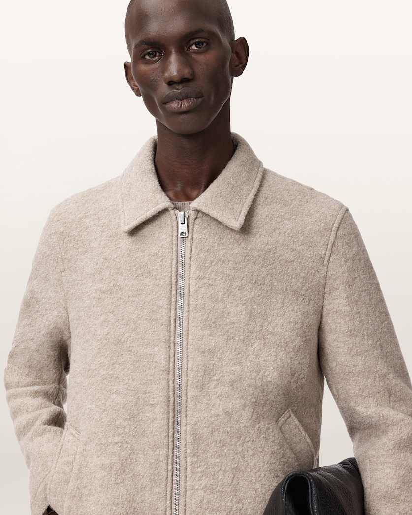 AllSaints Celeste Cropped Wool Jacket Charcoal Grey
