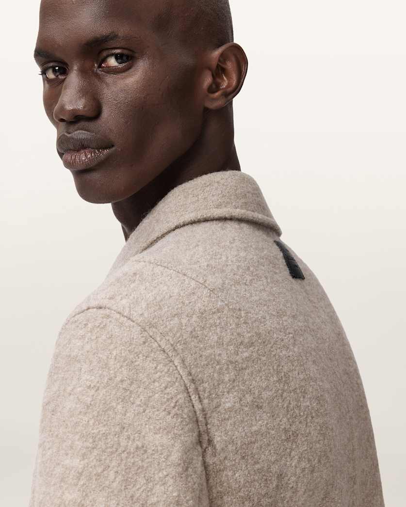 AllSaints Celeste Cropped Wool Jacket Charcoal Grey