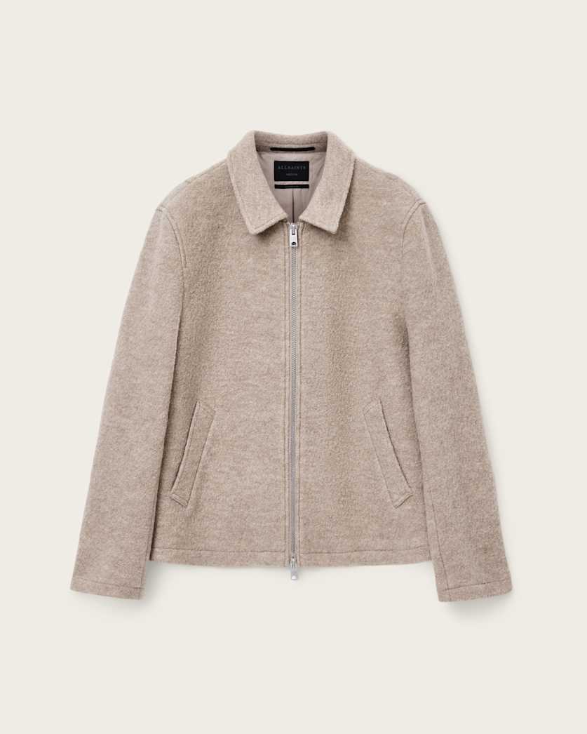 AllSaints Celeste Cropped Wool Jacket Charcoal Grey