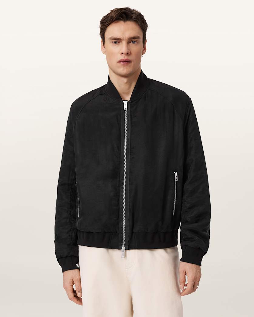 AllSaints Nyx Oversized Bomber Jacket Black