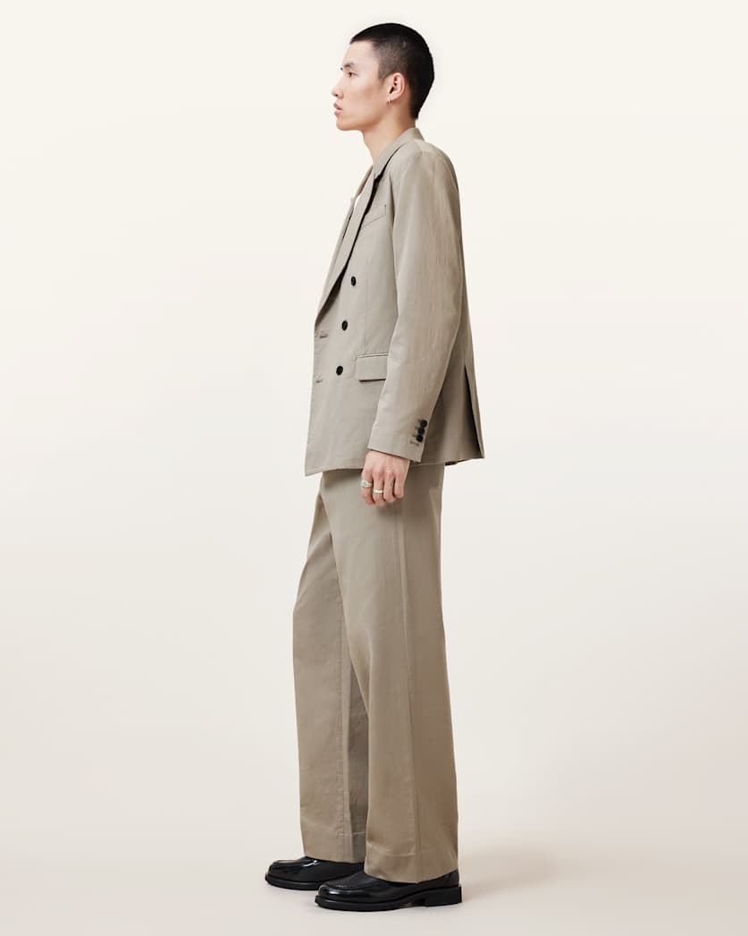 AllSaints Newton Double Breasted Relaxed Blazer Stone Grey