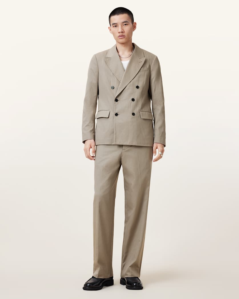 AllSaints Newton Double Breasted Relaxed Blazer Stone Grey
